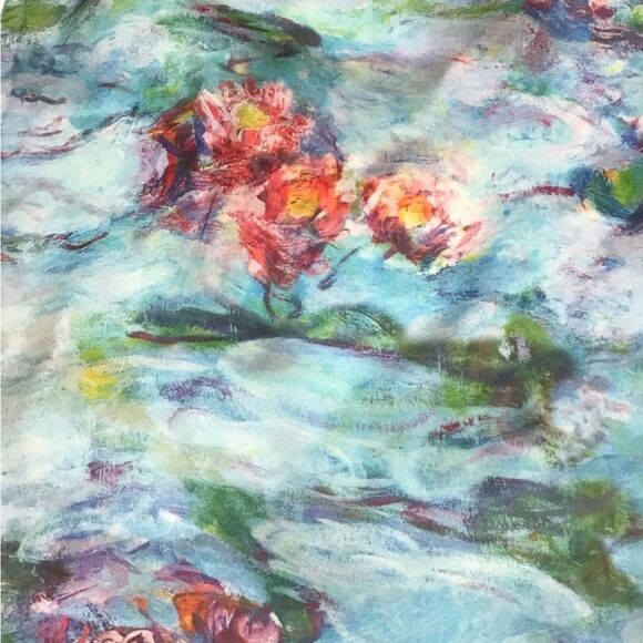 Claude Monet Water Lily Scarf Silk Oblong - Picture 2 of 10